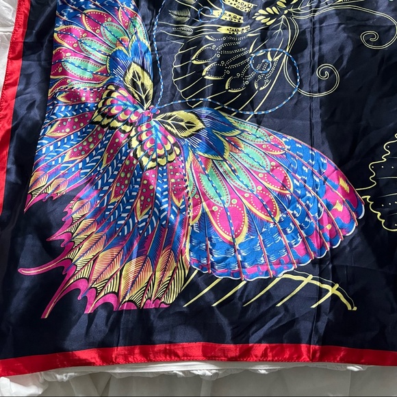 Multi Colored Butterfly Satin Scarf - Picture 7 of 8